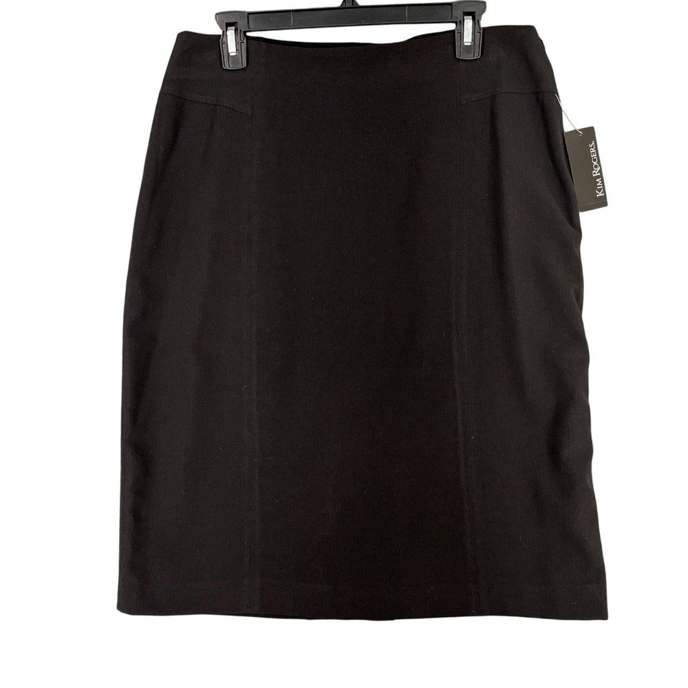 Kim Rogers Pencil Skirt Womens 12 Black Lined Classic Workwear Modern‎ Essential